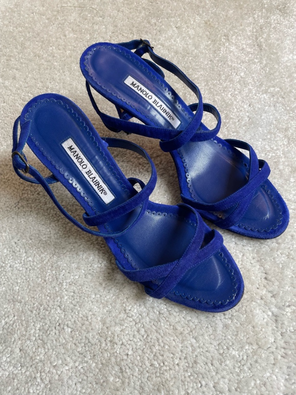 Manolo Blahnik Strappy Blue Heeled Sandals